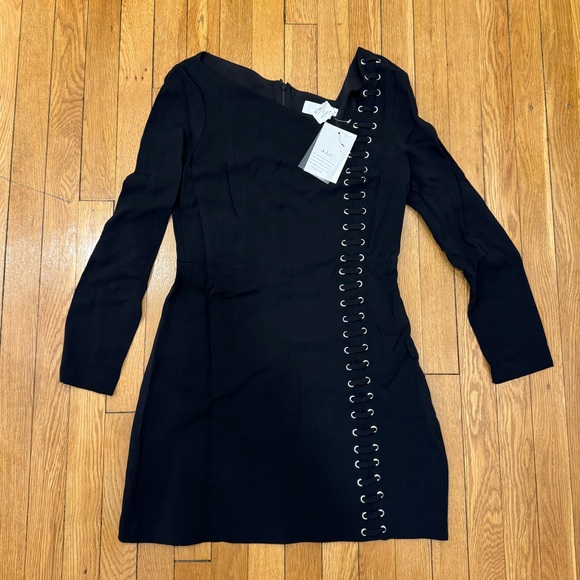 BRAND NEW!  A.L.C Black Grommet Asymmetric Dress - Picture 3 of 13